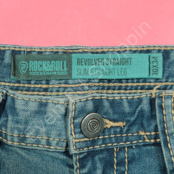 Rock & Roll Jeans Mens 30 Blue Revolver Slim Straight Leg Denim Cowboy - Picture 5 of 7